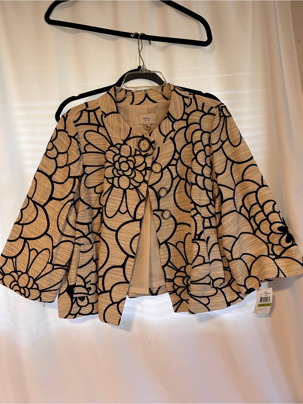 ECI New York Floral Textured Open Front Jacket Blazer Size 14 NWT - Picture 2 of 12